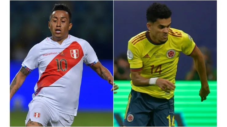 Christian Cueva of Peru (left) and Luis Díaz of Colombia (Getty).