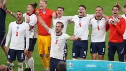 England players celebrate win over Denmark. (Getty)