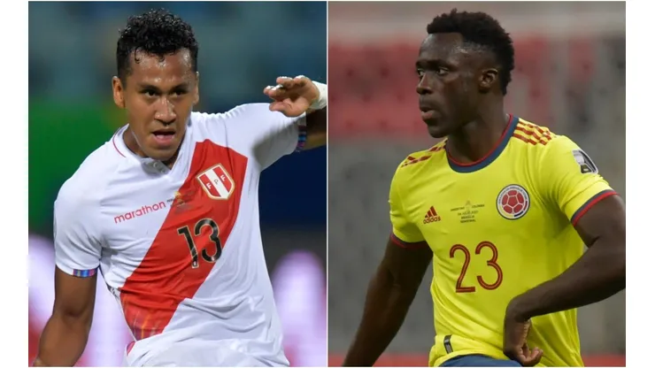 Renato Tapia of Peru (left) and Davinson Sánchez of Colombia (Getty).