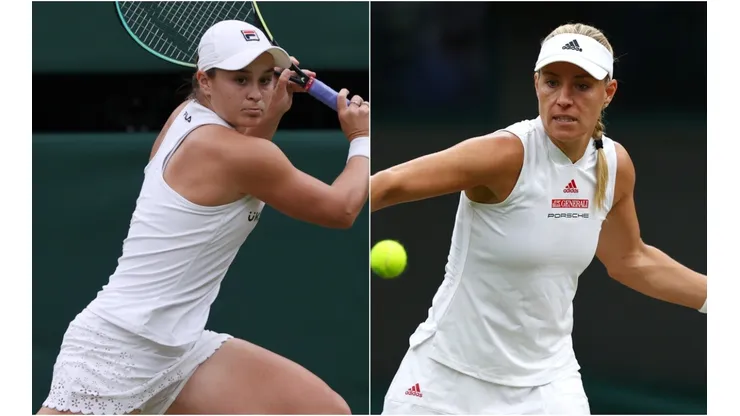 Ashleigh Barty of Australia (left) and Angelique Kerber of Germany (Getty).