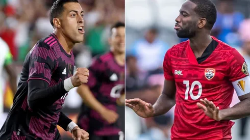 Rogelio Funes Mori of Mexico (left) and Kevin Molino of Trinidad and Tobago (right). (Getty / TTFA @ Facebook)