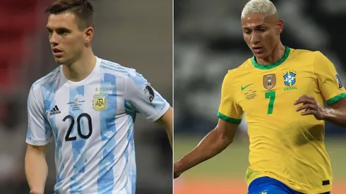 Giovanni Lo Celso of Argentina (left) and Richarlison of Brazil (Getty).