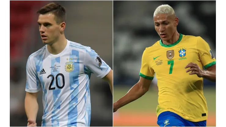 Giovanni Lo Celso of Argentina (left) and Richarlison of Brazil (Getty).