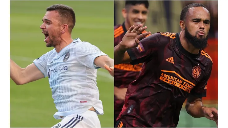 Luka Stojanovic of Chicago Fire (left) and Anton Walkes of Atlanta United (right). (Getty)