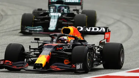 Max Verstappen of Red Bull leads Lance Stroll of Aston Martin (Getty).