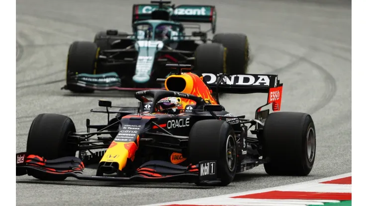 Max Verstappen of Red Bull leads Lance Stroll of Aston Martin (Getty).