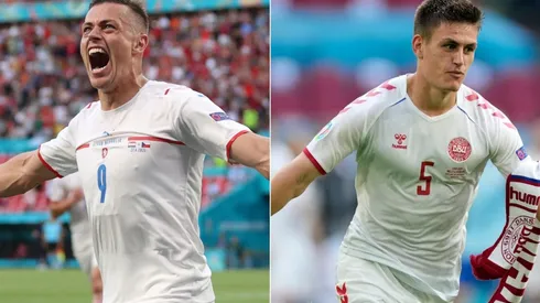 Tomas Holes of the Czech Republic (left) and Joakim Maehle of Denmark (right). (Getty)