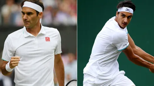 Roger Federer of Switzerland (left) and Lorenzo Sonego of Italy (Getty).