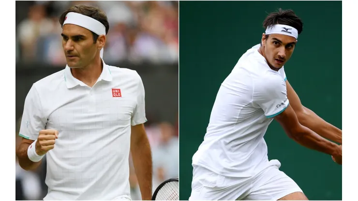 Roger Federer of Switzerland (left) and Lorenzo Sonego of Italy (Getty).