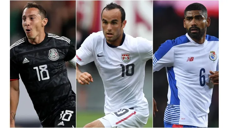 Andres Guardado of Mexico (left), Landon Donovan of the US (center), and Gabriel Gomez of Panama (right). (Getty)