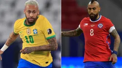 Neymar of Brazil (left) and Arturo Vidal of Chile (Getty).