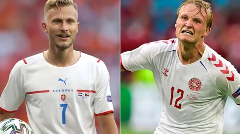 Antonin Barak of the Czech Republic (left) and Kasper Dolberg of Denmark (right). (Getty)