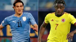 Edinson Cavani of Uruguay (left) and Duvan Zapata of Colombia (Getty).