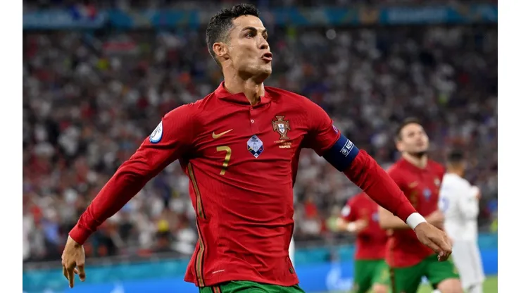 Cristiano Ronaldo of Portugal celebrates after scoring. (Getty)