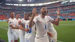 The Czech Republic players celebrate a goal against the Netherlands. (Getty)