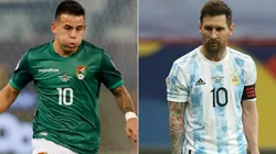 Henry Vaca of Bolivia (left) and Lionel Messi of Argentina. (Getty)