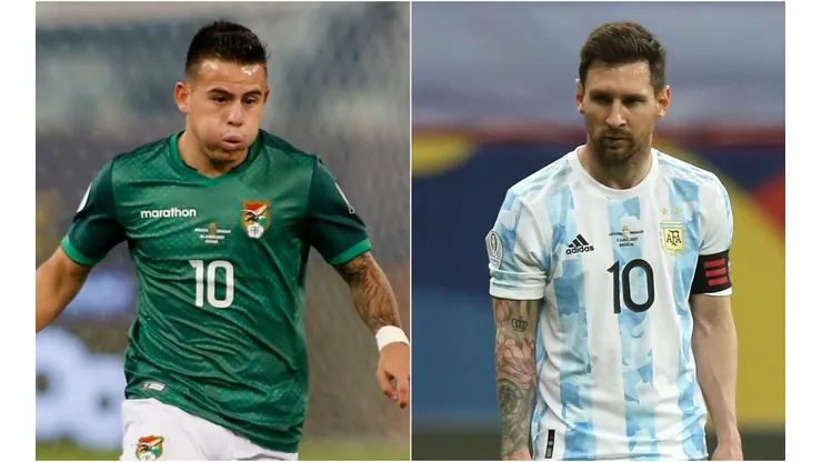 Henry Vaca of Bolivia (left) and Lionel Messi of Argentina. (Getty)