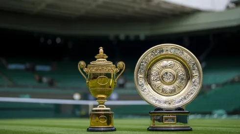The trophies for the Wimbledon winners (Getty).