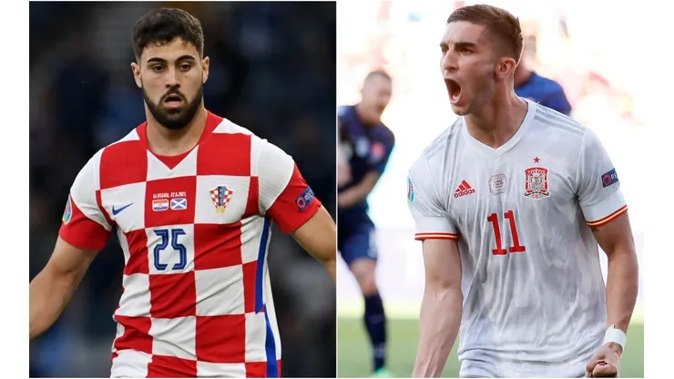 Josko Gvardiol of Croatia (left) and Ferran Torres of Spain (right). (Getty)