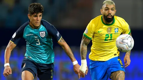 Piero Hincapié of Ecuador (left) and Gabriel Barbosa of Brazil (Getty).