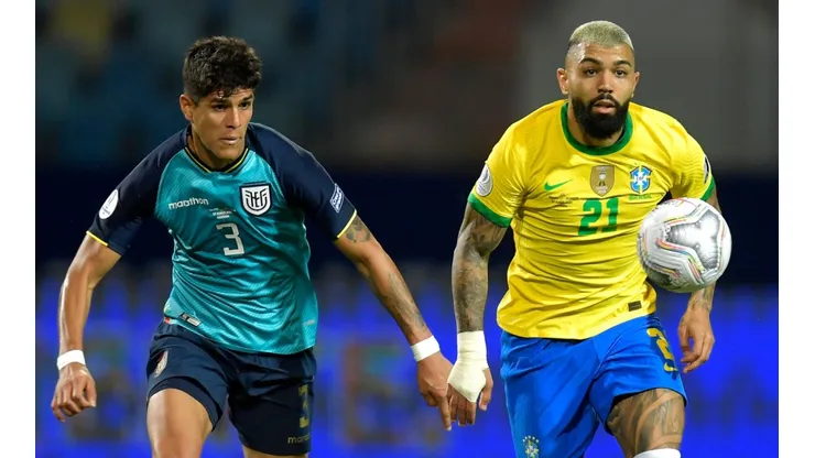 Piero Hincapié of Ecuador (left) and Gabriel Barbosa of Brazil (Getty).