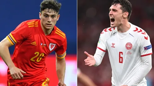 Daniel James of Wales (left) and Andreas Christensen of Denmark (right). (Getty)