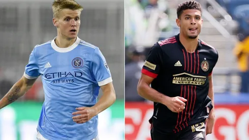 Keaton Parks of New York City FC (left) and Miles Robinson of Atlanta United (Getty).