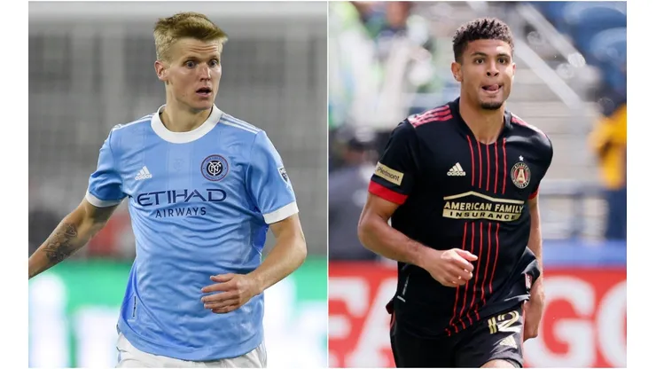 Keaton Parks of New York City FC (left) and Miles Robinson of Atlanta United (Getty).