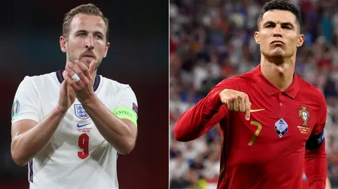 Harry Kane of England (left) and Cristiano Ronaldo of Portugal R9ught). (Getty)