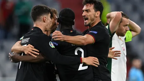 Germany players celebrate against Hungary. (Getty)