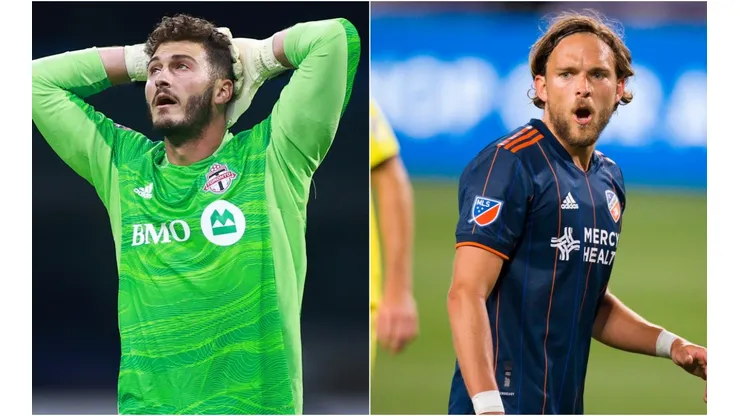 Alex Bono of Toronto FC (left) and Tom Pettersson of FC Cincinnati (right). (Getty)