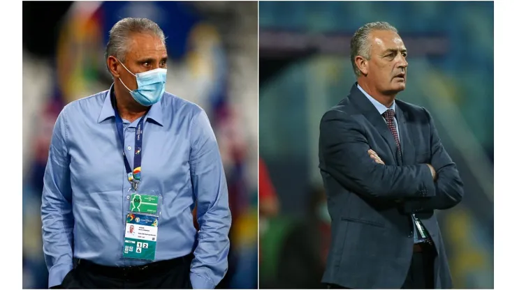 Tite, manager of Brazil (left), and Gustavo Alfaro, coach of Ecuador. (Getty)