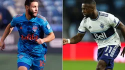 Alex Roldan of Seattle Sounders (left) and Cristian Dajome of Vancouver Whitecaps (right). (Getty)