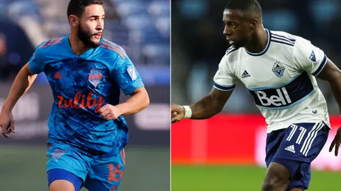 Alex Roldan of Seattle Sounders (left) and Cristian Dajome of Vancouver Whitecaps (right). (Getty)