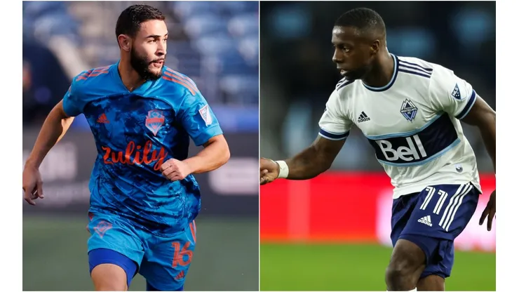 Alex Roldan of Seattle Sounders (left) and Cristian Dajome of Vancouver Whitecaps (right). (Getty)