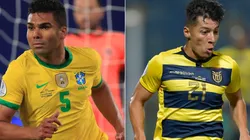 Casemiro of Brazil (left) and Alan Franco of Ecuador. (Getty)