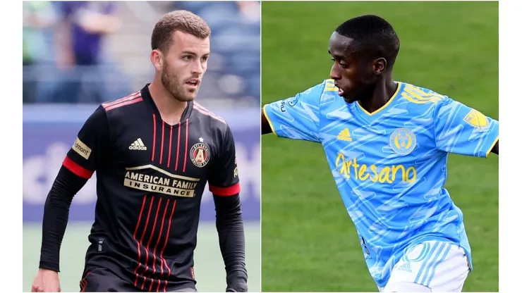 Brooks Lennon of Atlanta United (left) and Jamiro Monteiro of Philadelphia Union (Getty).