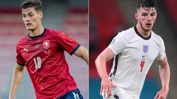 Patrik Schick of Czech Republic (left) and Declan Rice of England (Getty).