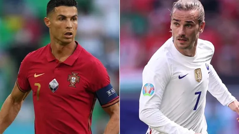 Cristiano Ronaldo of Portugal (left) and Antoine Griezmann of France (Getty).