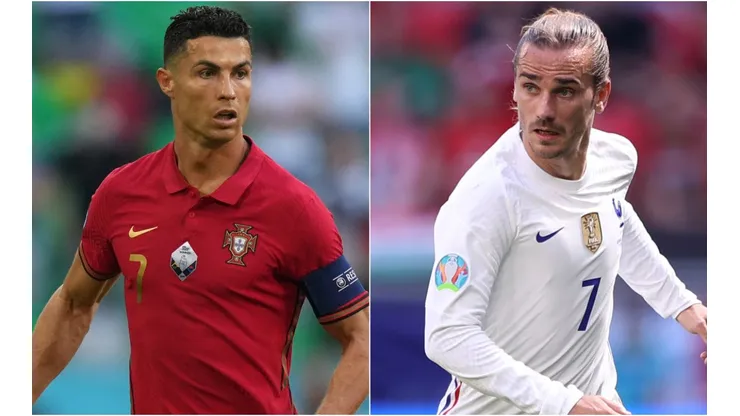 Cristiano Ronaldo of Portugal (left) and Antoine Griezmann of France (Getty).