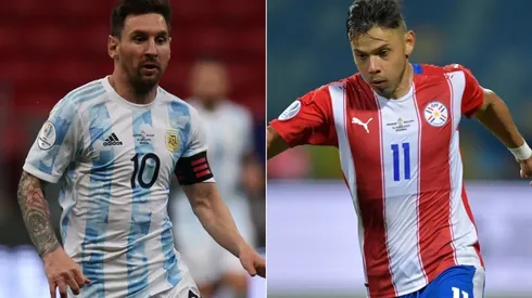 Lionel Messi of Argentina (left) and Angel Romero of Paraguay (Getty).