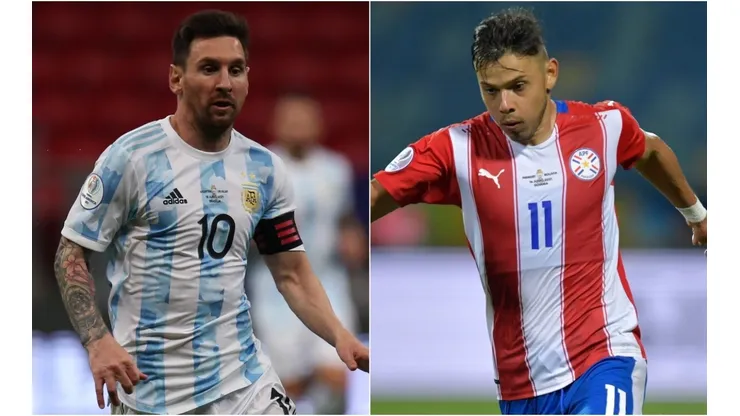 Lionel Messi of Argentina (left) and Angel Romero of Paraguay (Getty).