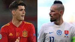 Alvaro Morata (left) & Marek Hamsik. (Getty)