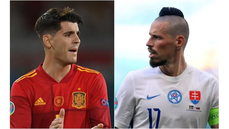 Alvaro Morata (left) & Marek Hamsik. (Getty)