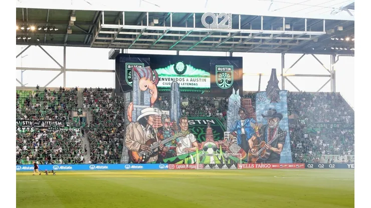 A tifo honoring Texas icons is raised before the start of the inaugural home game between the San Jose Earthquakes (Getty)