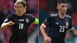 Luka Modric of Croatia (left) and Billy Gilmour of Scotland (Getty).