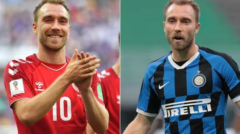 Christian Eriksen for Denmark (left) and Inter (right). (Getty)