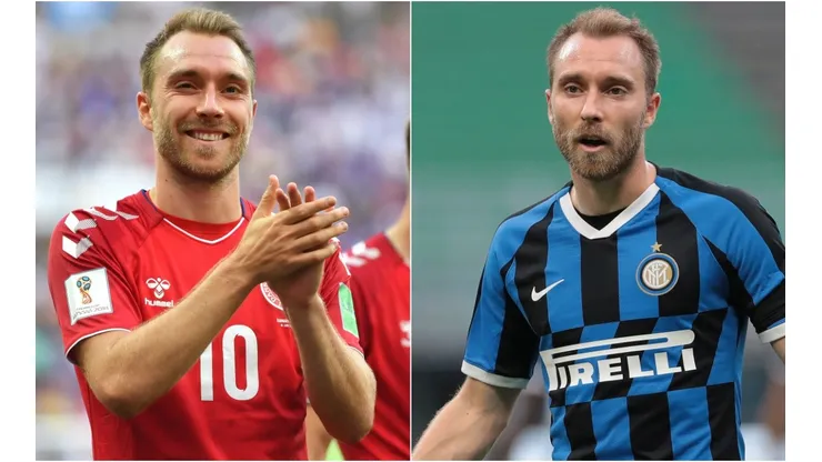 Christian Eriksen for Denmark (left) and Inter (right). (Getty)