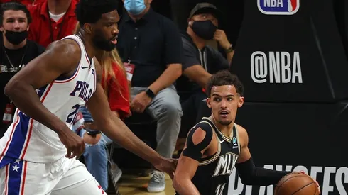 Joel Embiid vs. Trae Young. (Getty)