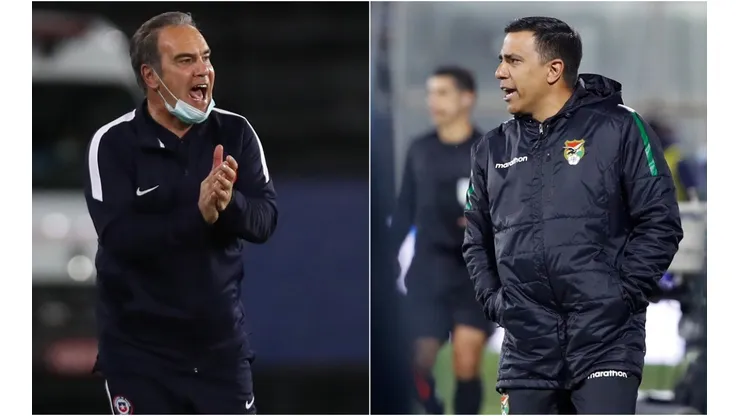 Chile's manager, Martín Lasarte (left), and Bolivia's coach, César Farías (right). (Getty)